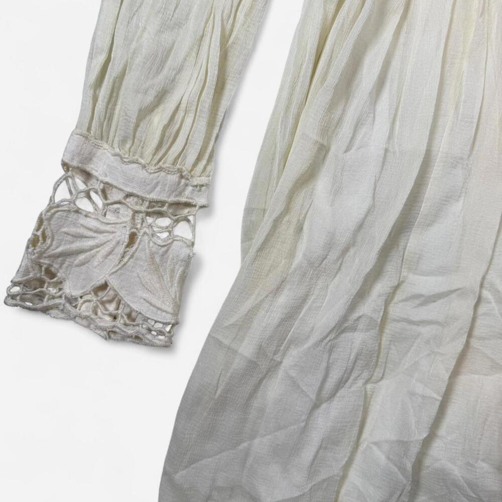 Free People Dreamland Dress Womens 10 Ivory Lace Boho Romantic Cottagecore - Picture 5 of 8